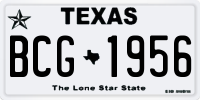 TX license plate BCG1956