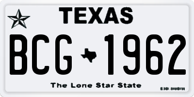 TX license plate BCG1962