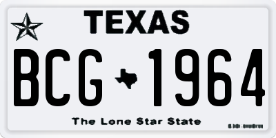 TX license plate BCG1964