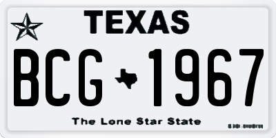 TX license plate BCG1967