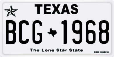 TX license plate BCG1968