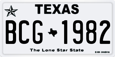 TX license plate BCG1982