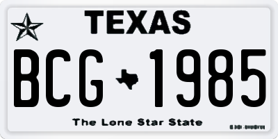 TX license plate BCG1985