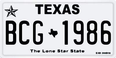 TX license plate BCG1986