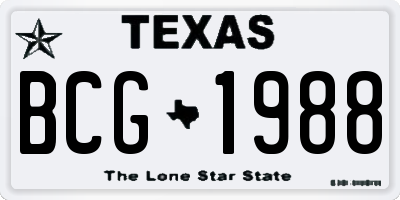 TX license plate BCG1988