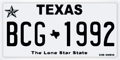 TX license plate BCG1992