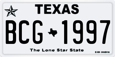 TX license plate BCG1997