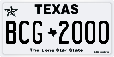 TX license plate BCG2000