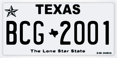 TX license plate BCG2001