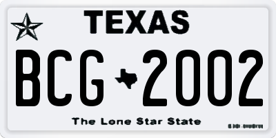 TX license plate BCG2002