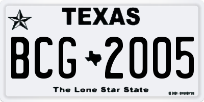 TX license plate BCG2005