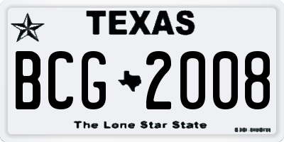 TX license plate BCG2008