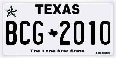 TX license plate BCG2010