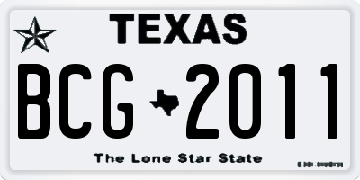 TX license plate BCG2011