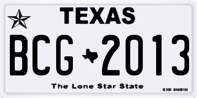 TX license plate BCG2013