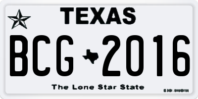 TX license plate BCG2016