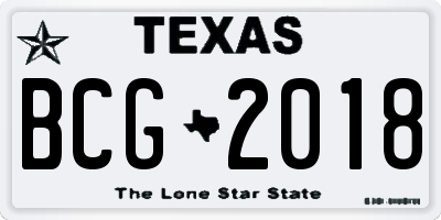 TX license plate BCG2018