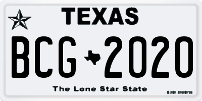 TX license plate BCG2020