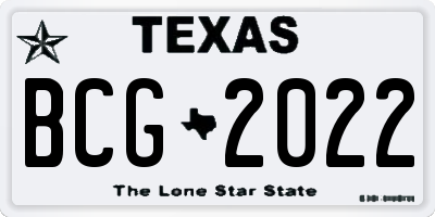 TX license plate BCG2022