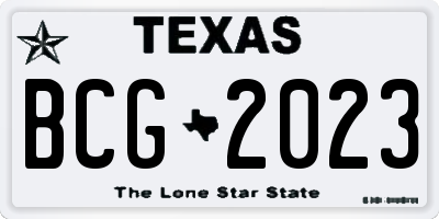 TX license plate BCG2023