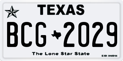TX license plate BCG2029