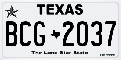 TX license plate BCG2037