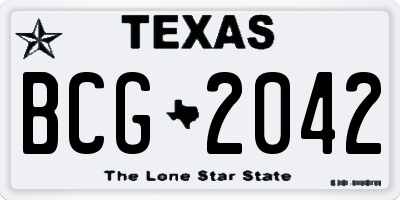 TX license plate BCG2042