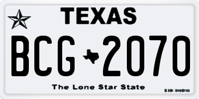 TX license plate BCG2070