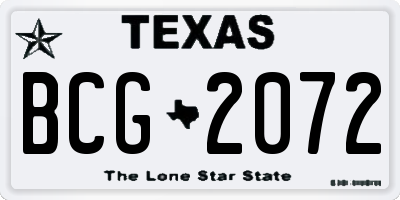 TX license plate BCG2072