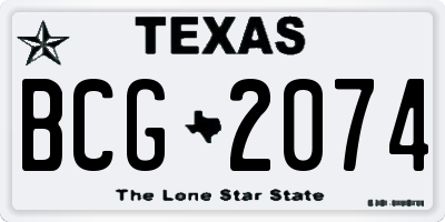TX license plate BCG2074