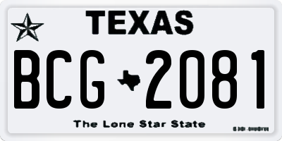 TX license plate BCG2081