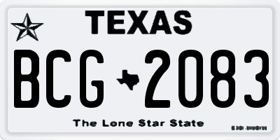 TX license plate BCG2083