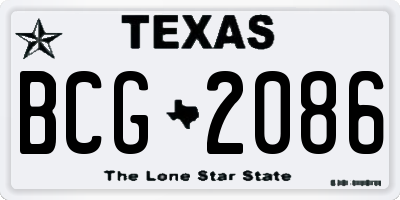 TX license plate BCG2086