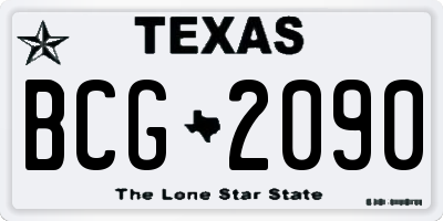 TX license plate BCG2090