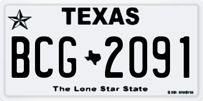 TX license plate BCG2091
