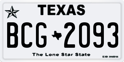 TX license plate BCG2093