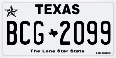 TX license plate BCG2099
