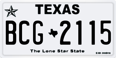 TX license plate BCG2115