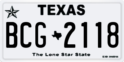 TX license plate BCG2118