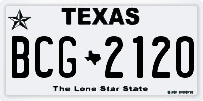 TX license plate BCG2120