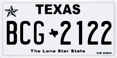 TX license plate BCG2122