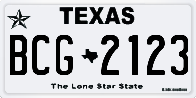 TX license plate BCG2123