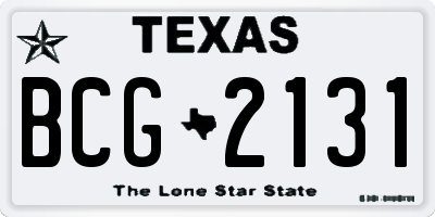 TX license plate BCG2131