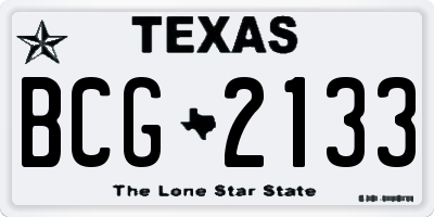 TX license plate BCG2133