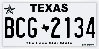 TX license plate BCG2134