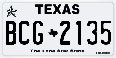 TX license plate BCG2135
