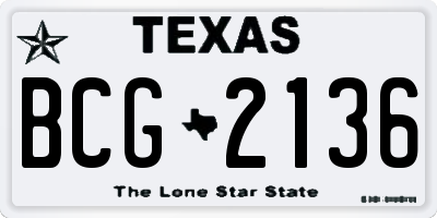 TX license plate BCG2136