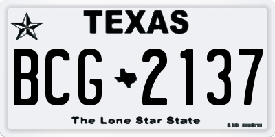 TX license plate BCG2137