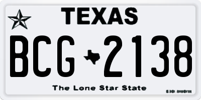 TX license plate BCG2138