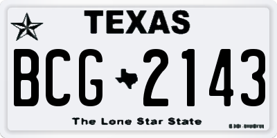 TX license plate BCG2143